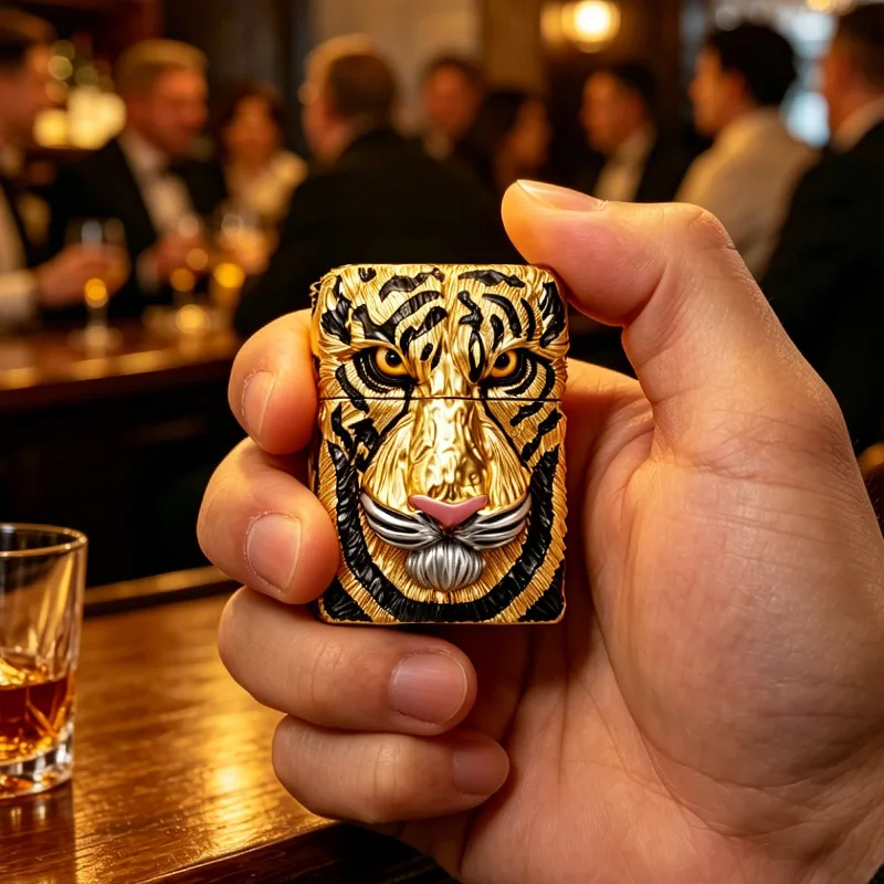 2026 Langsheng Lighter Personalized Retro Old-fashioned Creative Men's Grinding Wheel Carved Three-dimensional Kerosiene Lighter