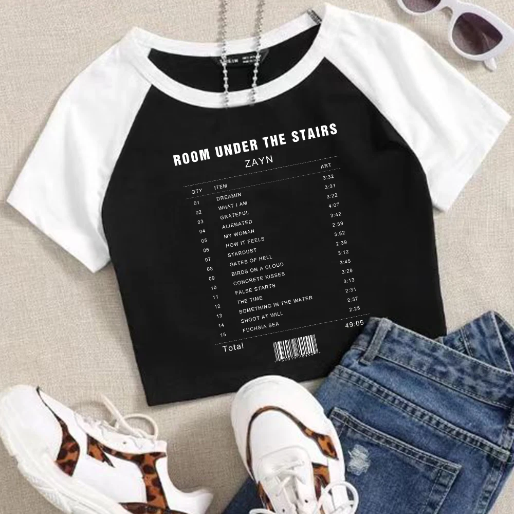 

2024 Zayn Album Room Under The Stairs Streetswear O-Neck Navel exposed shirt Fans Gift