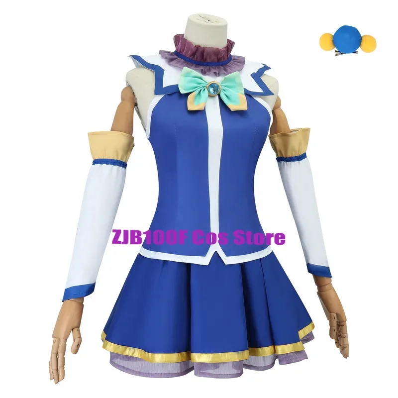 

ss23New Aqua Cosplay Anime Kono Subarashi Sekai Ni Shukufuku World Costume Uniform DRESSES Wig Halloween Party Play Outfit for W
