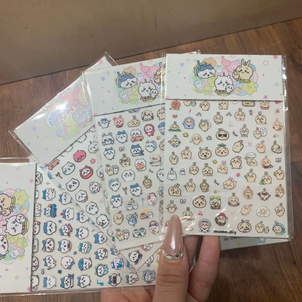 4Pcs/Set Chiikawa Embossed Nail Stickers Cute Cartoon Multi-purpose Decorative Stickers Manicure DIY Ornament & Nice Gift