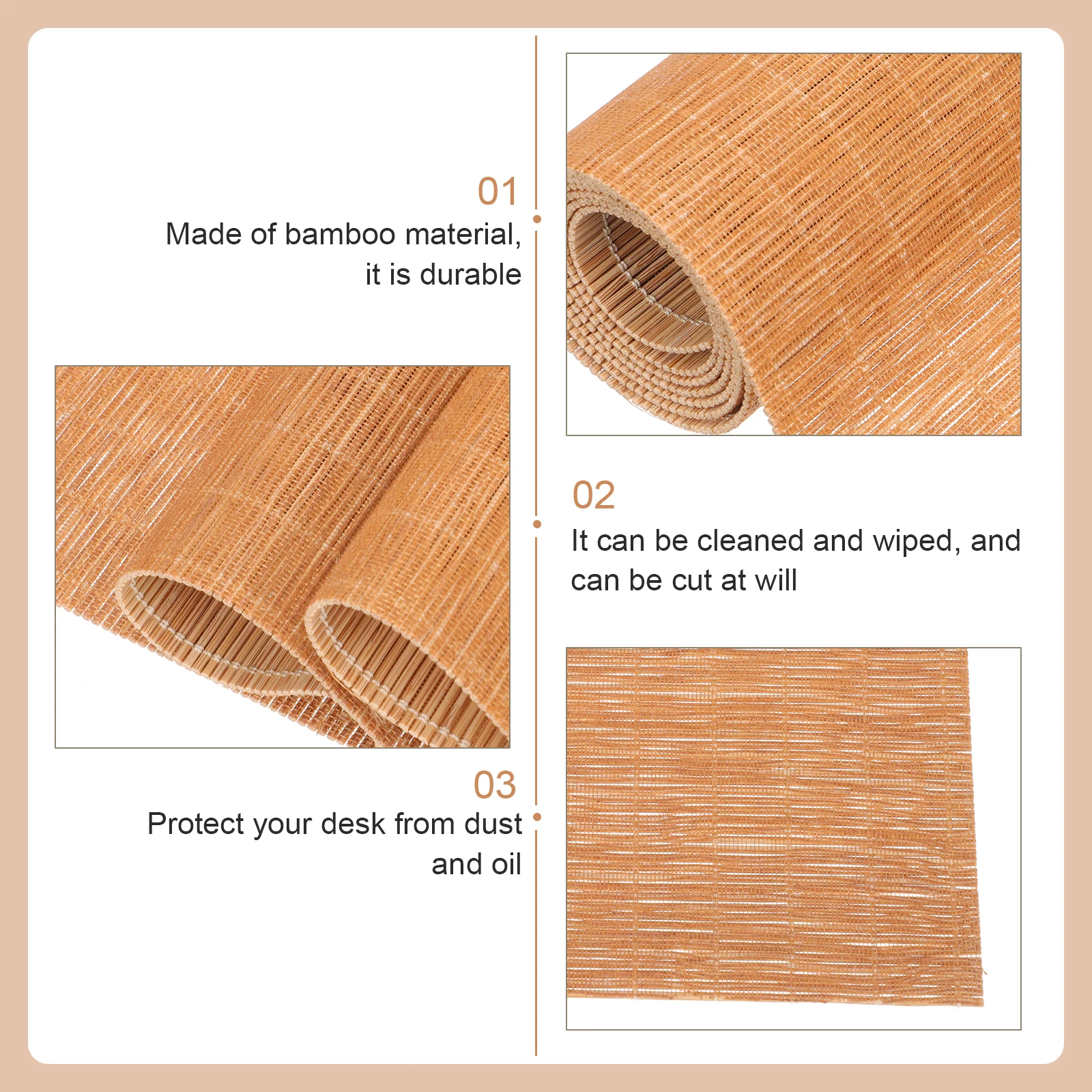 

Bamboo Tea Mat Sturdy Table Runner Placemat Waterproof Decor Joyful Atmosphere Easy Maintain Practical Hotel Restaurant Scene