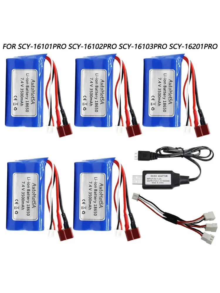 18650 7.4 V 3500 mAh 2 S Li-ion batterij T plug en oplader voor SCY-16102PRO SCY-16101PRO SCY-16103PRO SCY-16201PRO R/C auto onderdelen - afbeelding 2