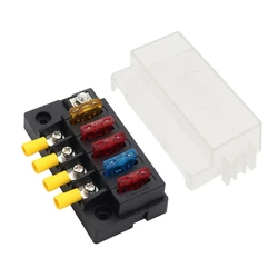 100A 4 Way Blade Fuses Block Fuses Box with Positive Power Inputs Negative Bus,4 Circuit Fuses Holder ATC/ATOFuses Block