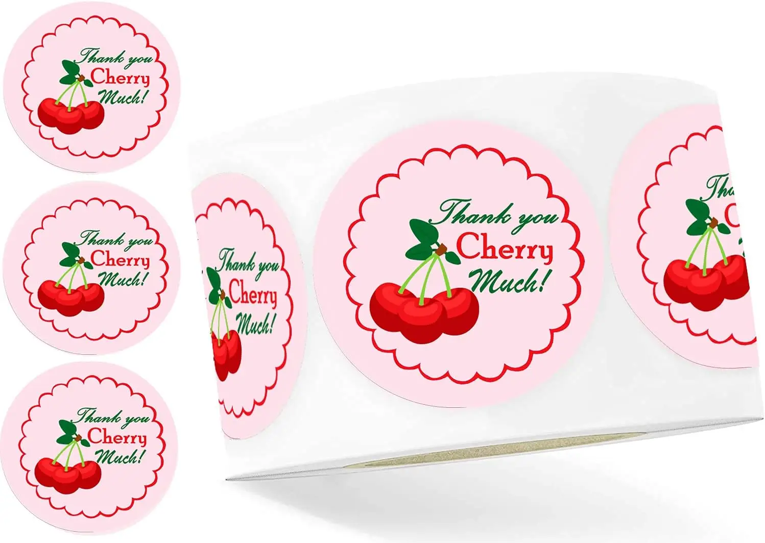 Thank You Cherry Much Stickers,2 Inch Sweet Cherries Birthday Party Favors Labels,Decoration Stickers for Envelope Cookies Candy