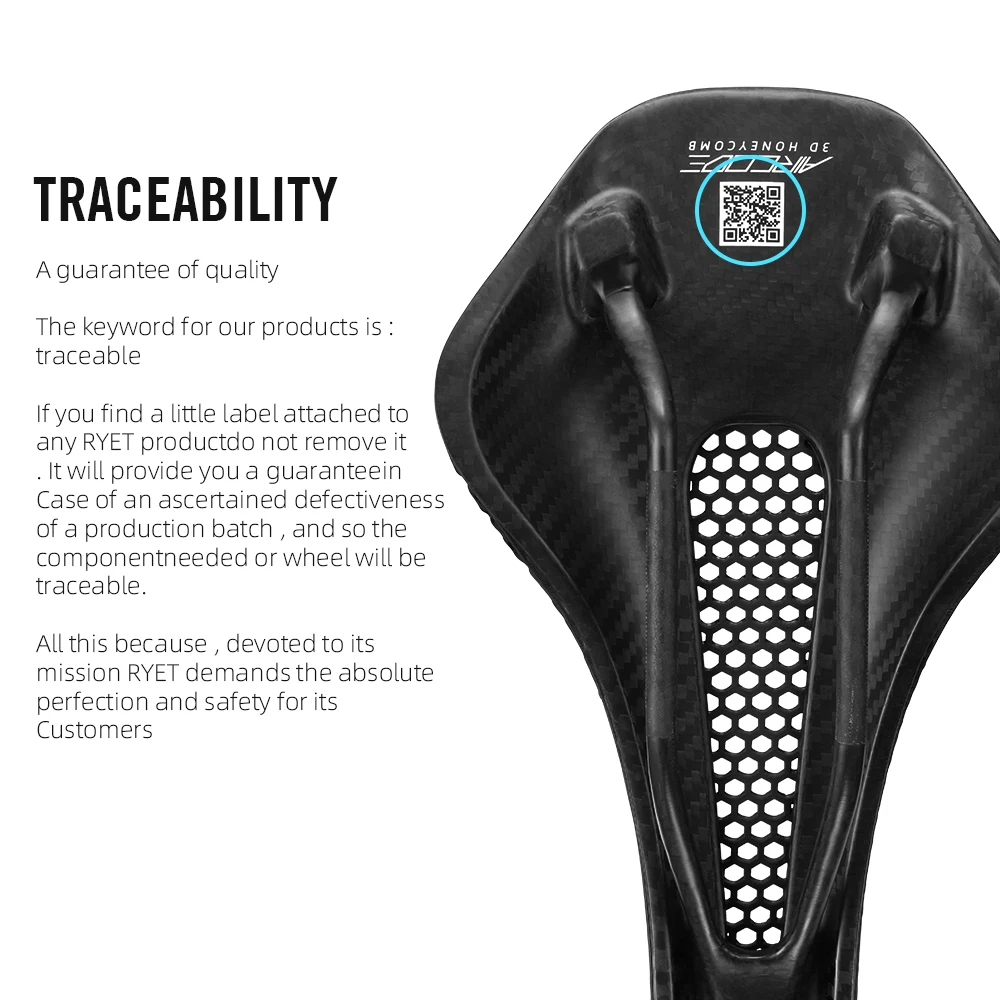 RYET Full Carbon 3D Printed Saddle Ultralight Hollow Comfortable Breathable MTB Road Racing Bike Cycling Seat Bicycle Accessory