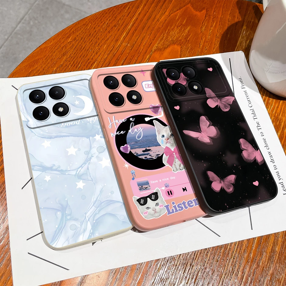 Case For Xiaomi Poco X6 Pro 5G Fashion Black Coconut Tree Silicone Soft Shockproof Casing For XiaomiPocoX6 Pro 5G Fundas Bumper