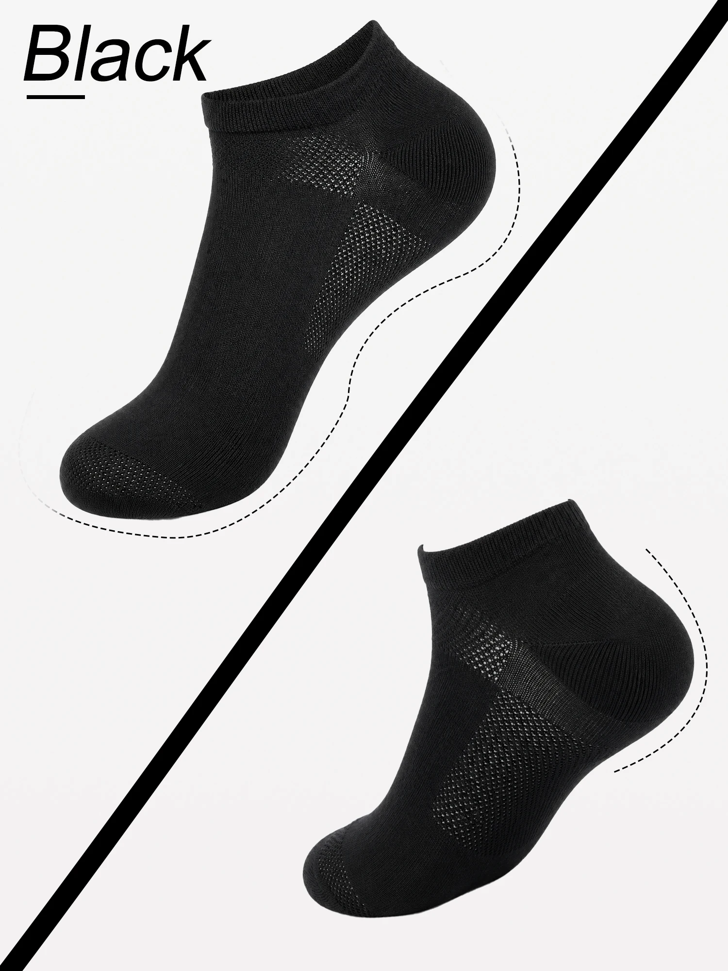 1/2/4 Pasang Kaus Kaki Pria Hitam Putih, Kaus Kaki Tak Terlihat, Bahan Katun Bernapas, Anti Selip, Menyerap Keringat, Kaus Kaki Olahraga Lari yang Sejuk