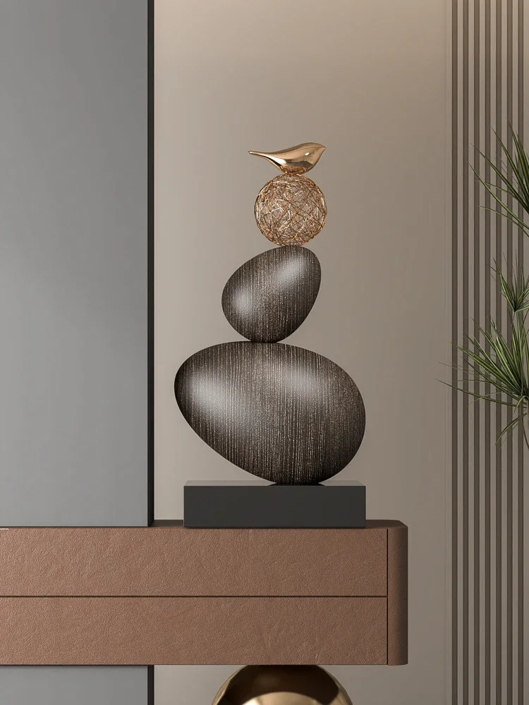 pp-Creative Pebbles Equilibrium Shape Sculpture Office Living Room Stone Operate Fortune Seeking Shui Decor Statues Home Decor