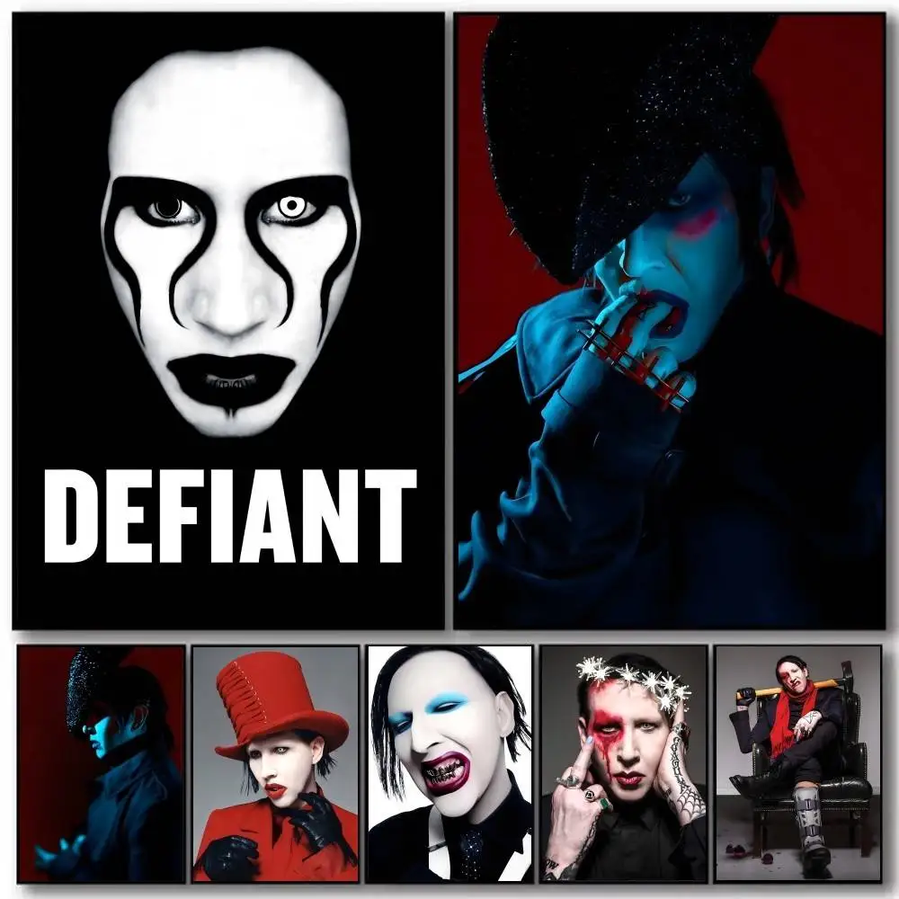 Singer Marilyn Manson Poster Art With Prints Home Bedroom Living Room Decoration Gift