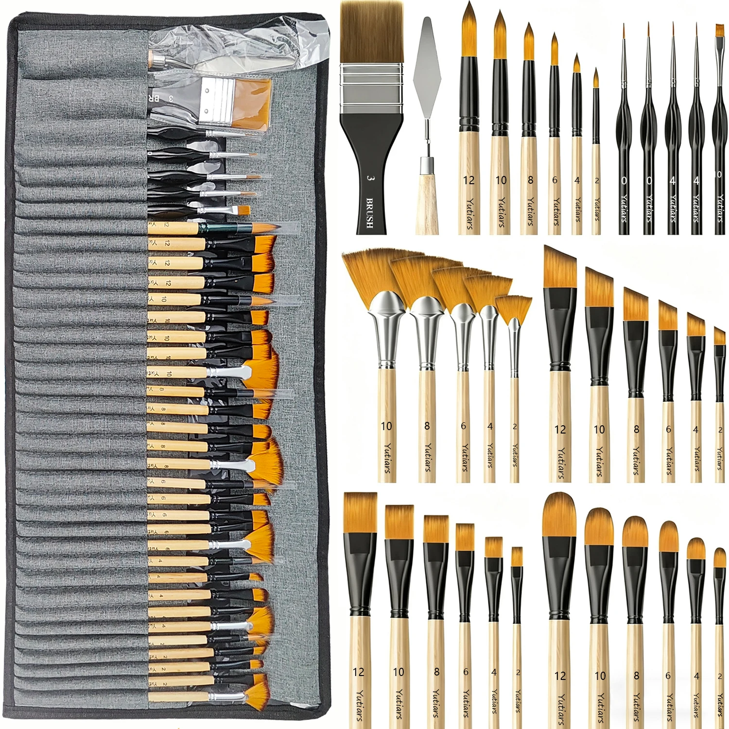 

Набор кистей для рисования художника, 36 шт., нейлоновая щетина с футляром для хранения, многофункциональные кисти для рисования акрила/масла/акварели