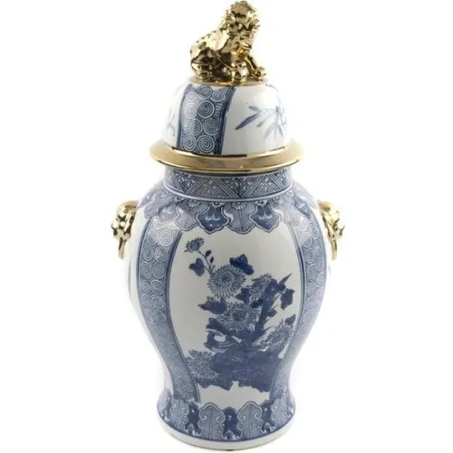 Blue Gold Lion Porcelain Cube 62CM HBCV00000QM8PN1