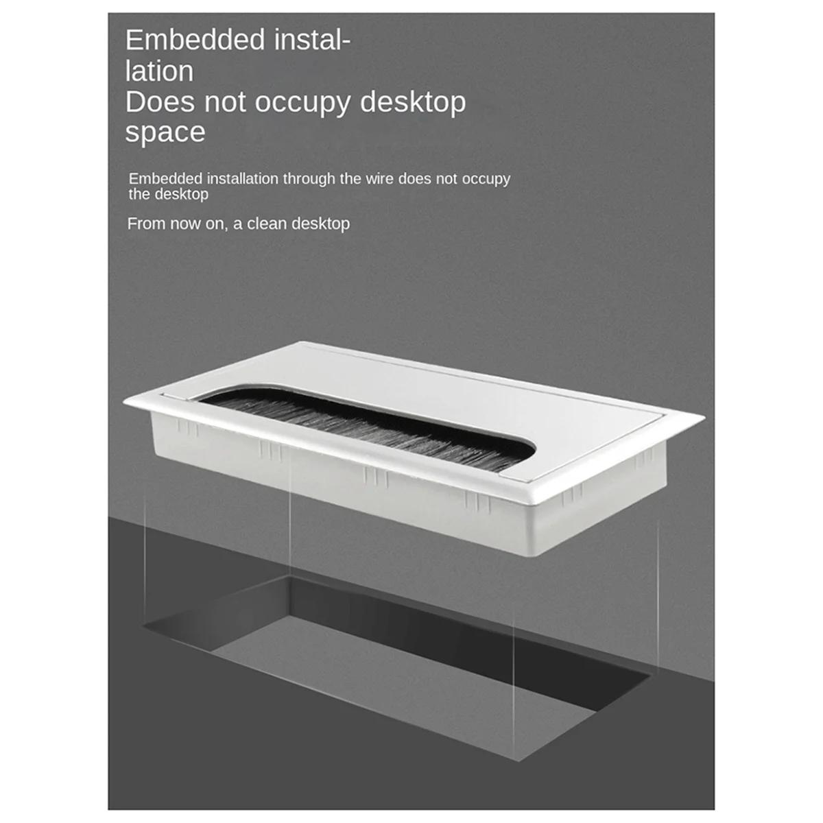 SSR 80x160 Desk Threading Box Computer Table Wire Hole Cover Threading Hole Square Brush Cover Plate Black 80x160