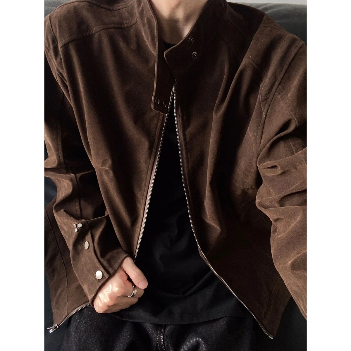 

Bury Suede Flight Jaet Мужская осенняя элитная мотоциклетная одежда Верхняя одежда свободного покроя без железа Treaent