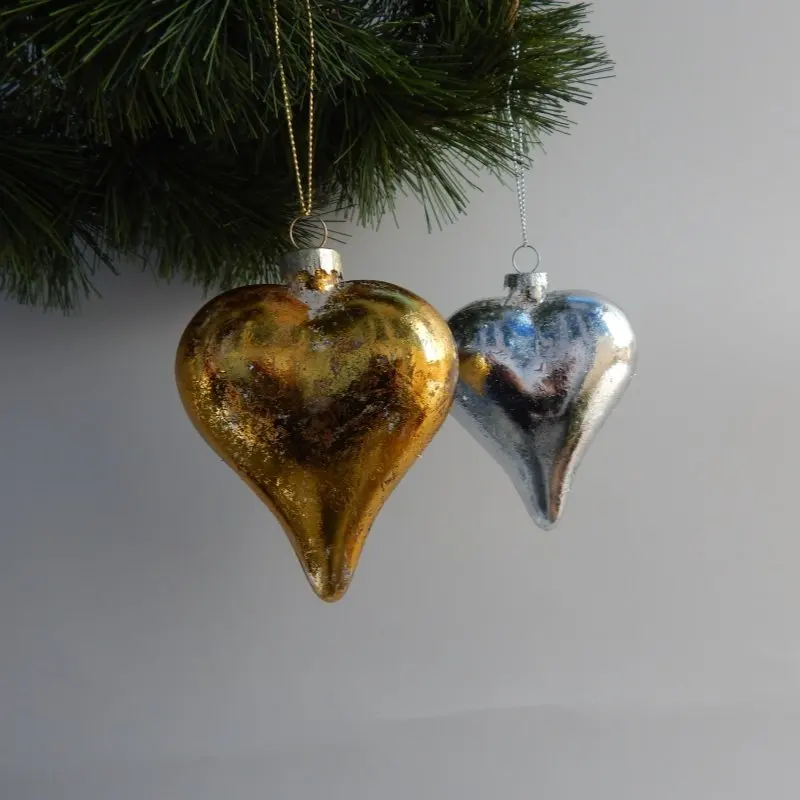 

8 шт./упак. 8*10 см стеклянный кулон в форме сердца Рождественская елка подвесной орнамент золотой лист сердце фестиваль друг подарок окно