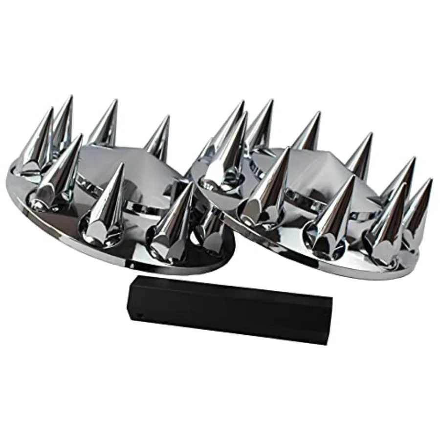 

ABS Chrome Plastic Front Axle Cover Kits with 33mm Thread-on Nut Covers for Semi Trucks in Pairs