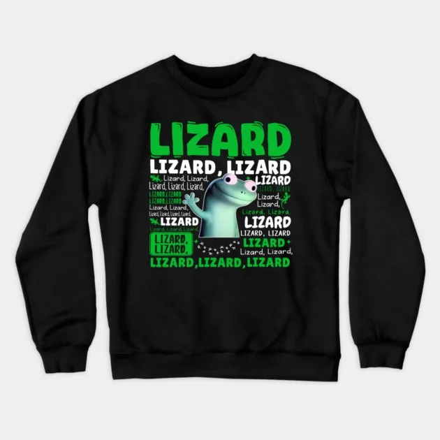 

Осенне-зимняя толстовка с яркой ящерицей и надписью «Lizard — тематическая графика» для модного образа