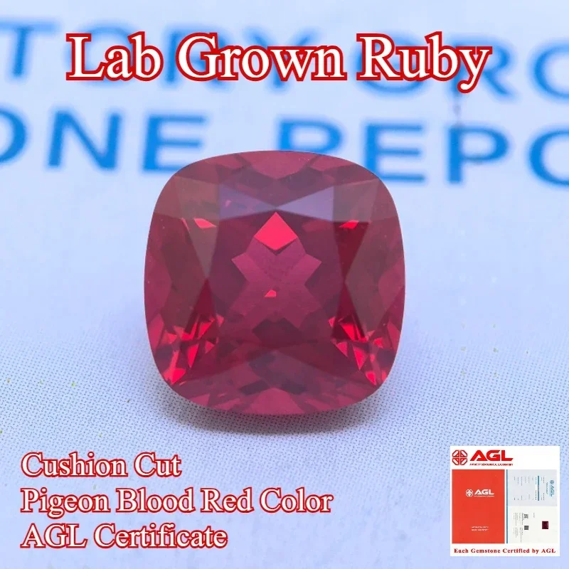 

Lab Grown Ruby Cushion Cut Pigeon Blood Red Color High-quality Charms Jewelry Making Main Materials Selectable AGL Certificate