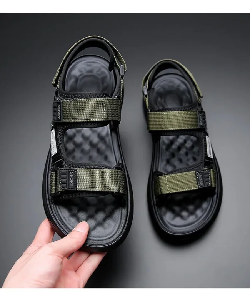 

Новые износостойкие мужские нескользящие удобные сандалии на мягкой подошве на липучке, повседневная деловая летняя пляжная обувь, тапочки на толстой подошве