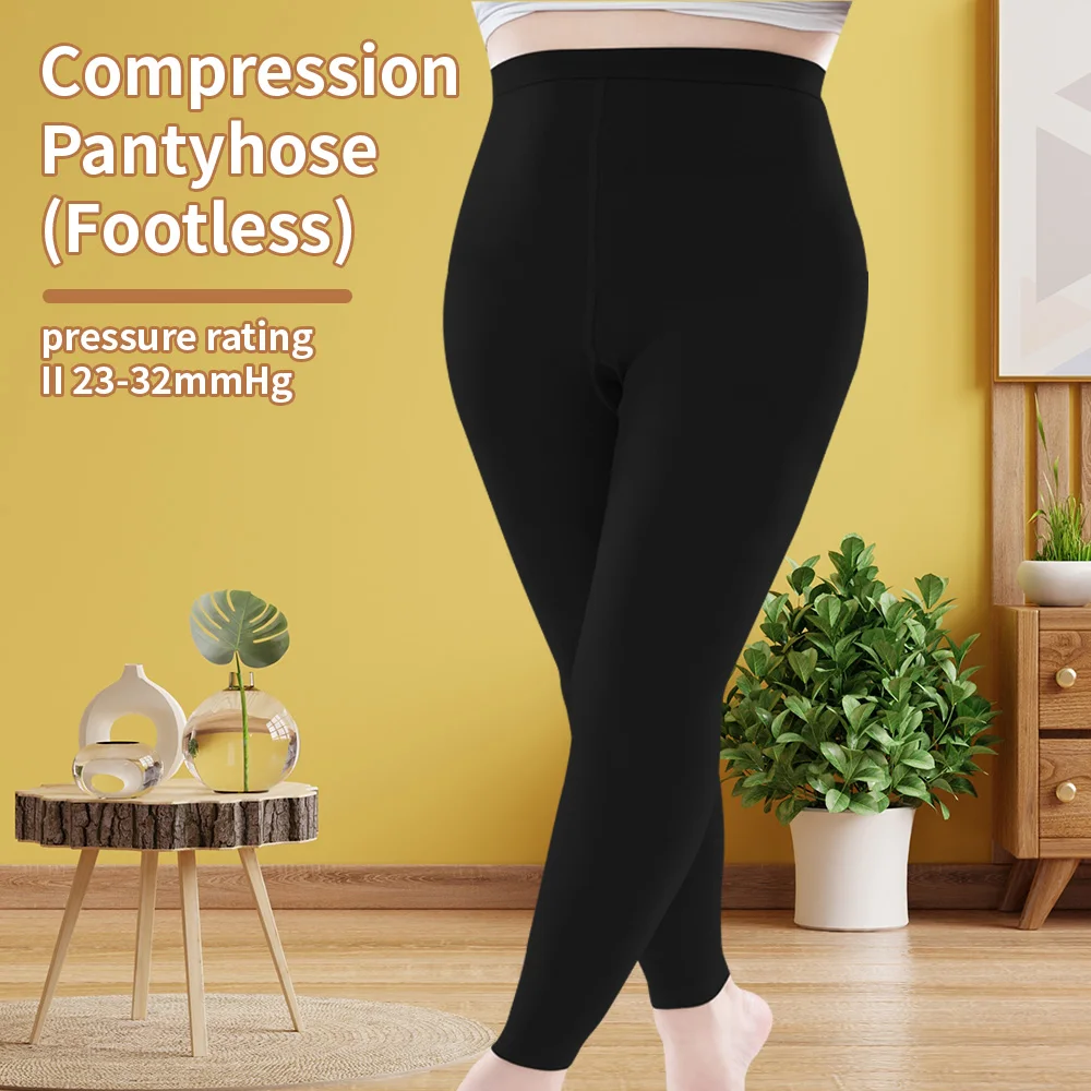 

Hh Compression Pantyhose 20-30mmHg Graduated Footless Medical Class 2 Pressure Stockings Leg Support for Varicose Veins Edema