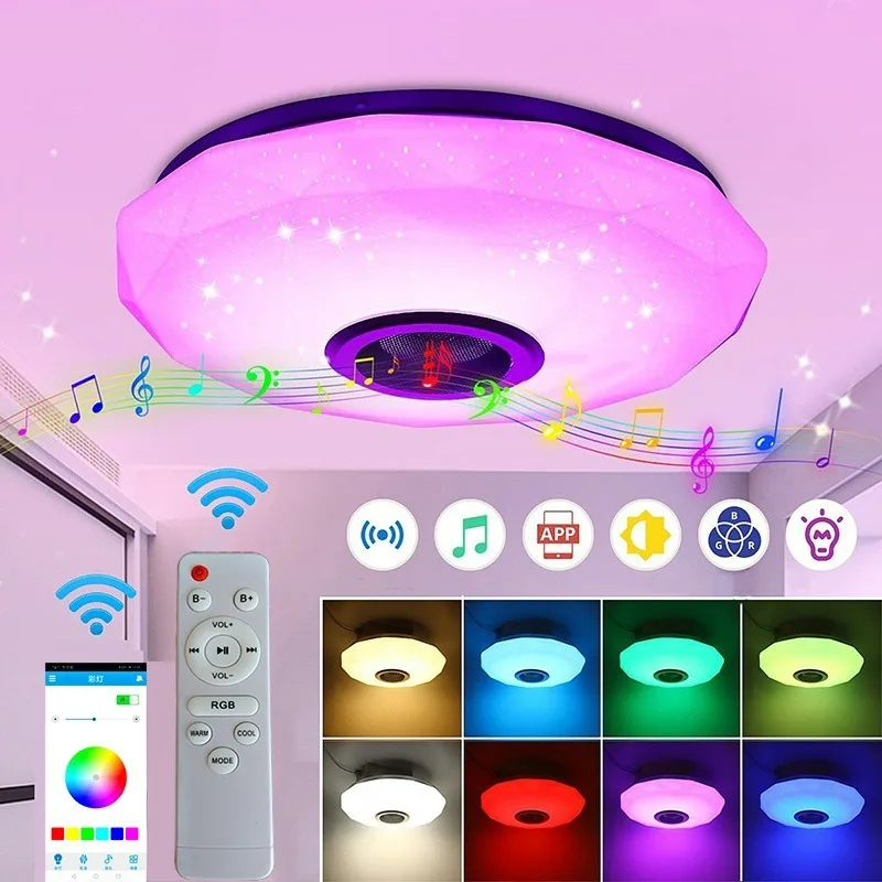 

LED Bluetooth Music Ceiling Light Colorful RGB Ceiling Light with Remote Control Mobile APP Living Room Bedroom Atmosphere Light