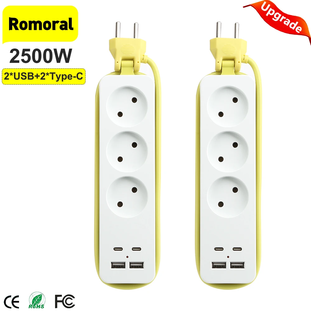 Steckdosen leiste EU-Stecker AC-Steckdose Patch board mit USB-Typ C-Ports Extender Multi tap