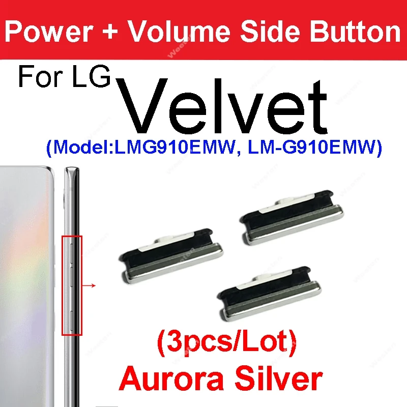 Power Volume Side Buttons For LG Velvet Velvet 5G LM-G900 LM-G910 Volume Power Small Side Keys Repair Parts image 3