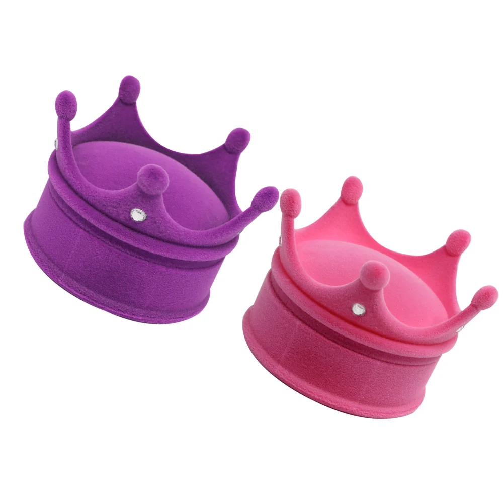 

2Pcs Fashion Jewelry Box Crown Shaped Elegant Ring Case Compact Lightweight Wedding Jewelry Gift Holder Storage Box