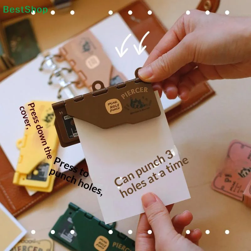 

Мини-дырокол на 3 отверстия 4 мм, портативный, в виде карты, для блокнотов на кольцах и поделок своими руками