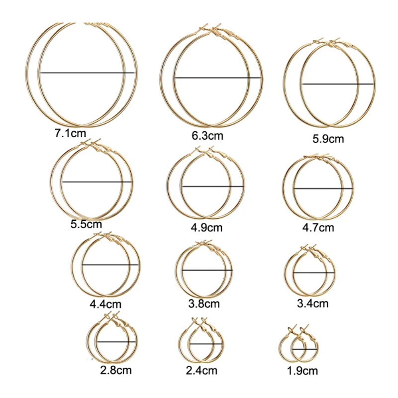 12Pairs/6Pairs Simple Punk Hoop Earrings Set Big Circle Earrings Jewelry for Women Girls Ear Hoops Earring Round Oversized