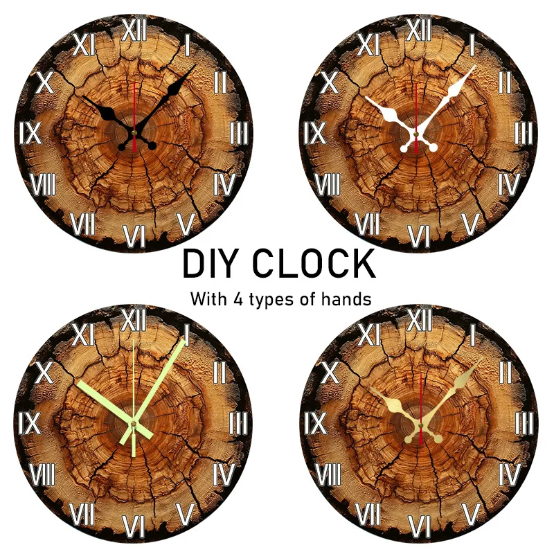 1pc relógio de parede diy-decoração moderna de fazenda com design de coto de árvore, movimento silencioso, para sala de estar, quarto, cozinha, escritório