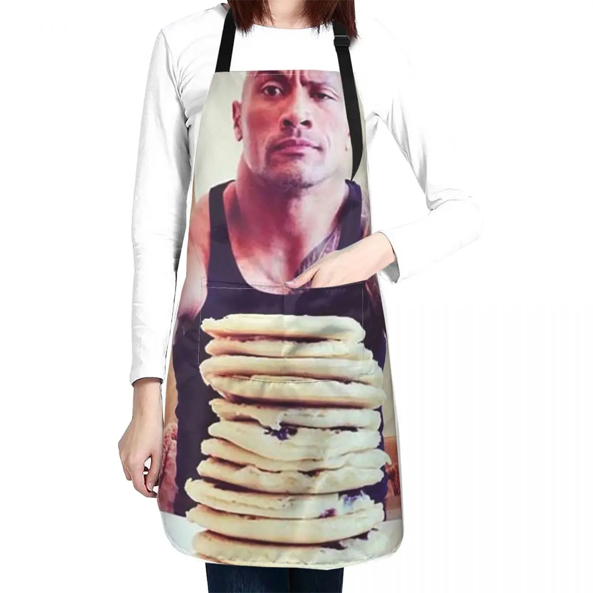 Dwayne The Rock Johnson Eating Blueberry Pancakes Apron Kitchen Novel Kitchen Accessories Kitchen Apron