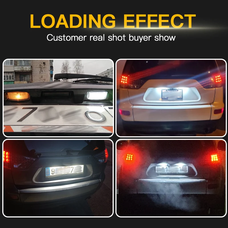 2PCS LED License Number Plate Lights Canbus ​For Mitsubishi Xpander 07-21 i-MiEV & Like 09-21 For Peugeot 4007 07-13 ION 10-21 view 6