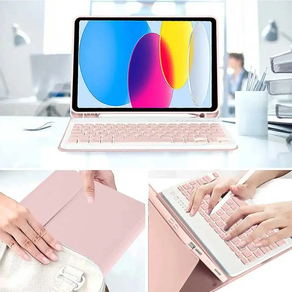 حافظة لوحة مفاتيح بإضاءة خلفية لجهاز iPad 10.2 9 8 7th Gen iPad 10th Air 3 10.5 Pro Air 4th 5th 10.9 Pro 11 12.9 9.7 5 6th Cover
