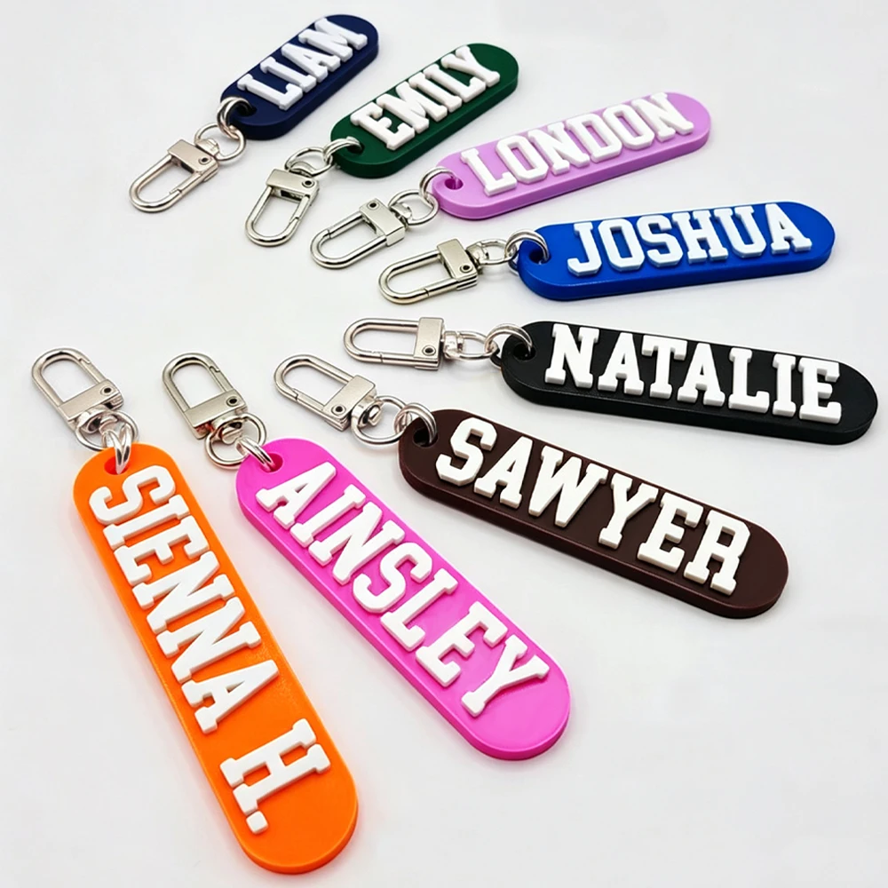 Personalized Name Keychain Customized Name Bag Tag Backpack Charm Custom Acrylic Label Keychain Kids Gift Wholesale Available