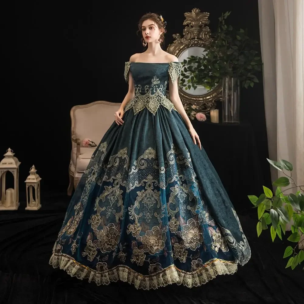 18th Century Rococo Green Royal  Court Dress Retro Baroque Clothing Renaissance Rococo Marie Antoinette Costume Prom Dress