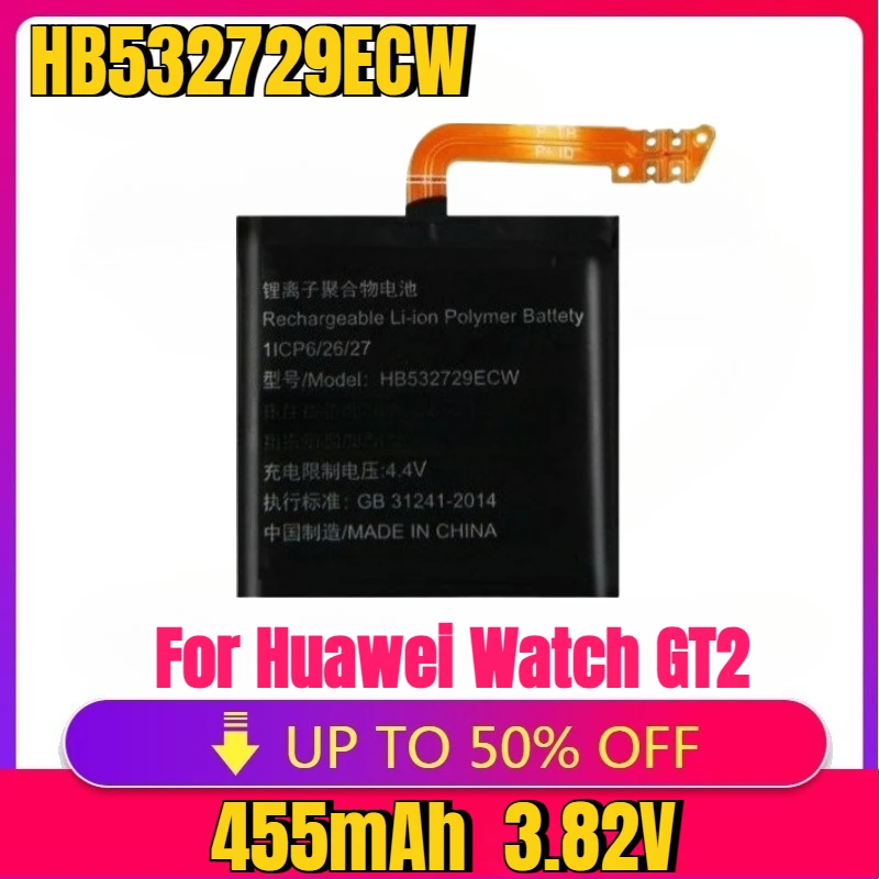 

High Quality HB532729ECW Battery 455mAh for Huawei Watch GT2 GT 2 46MM LTN-B19 for Honor Magic Watch 2 46mm MNS-B19 SmartWatch