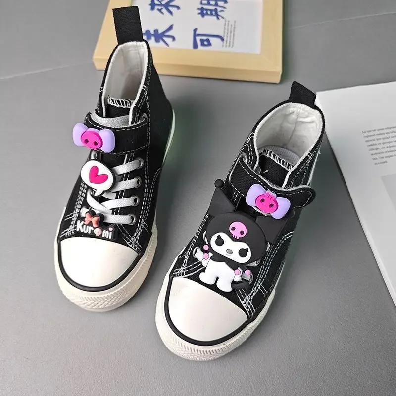 Kuromi-Zapatillas de lona Kawaii Sanrio Ins para niños y niñas, zapatos de tablero a la moda con dibujos animados, zapatillas informales, regalos