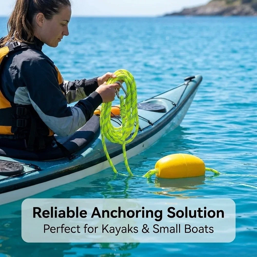 Buoyant Rope For Small Boats Stainless Steel Hook Floating Anchor Rope Low Light Condition Visibility Easy Retrieval Float