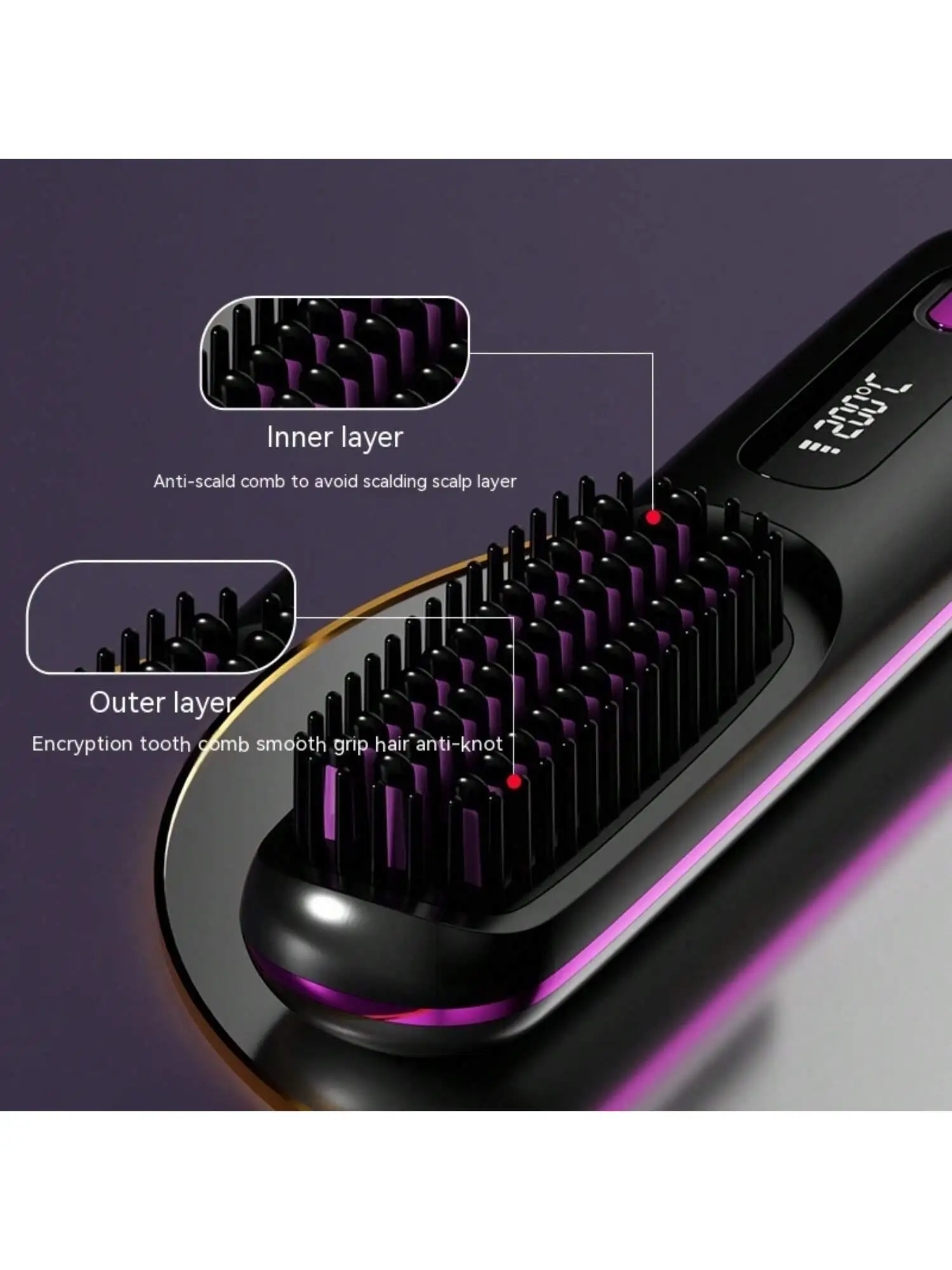 Lcd Usb Rechargeable Ceramic Heating Ionic Straightening Comb Wireless Portable Hair Straightener Hot Air Brush For All Hair Typ