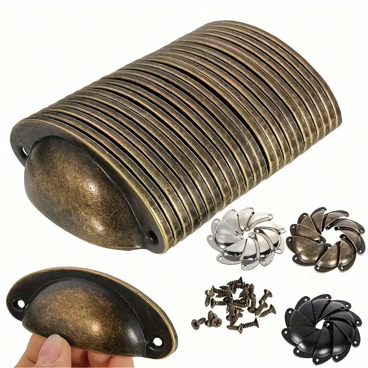 10 Pieces Retro Style Shell Shape Handles for Drawers, Cabinets Suitable for Home Furniture Hardware Handles Drawer Handles