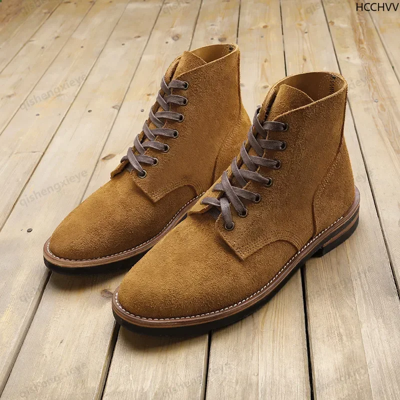 Durable Handmade Quality Men's Boots Goodyear-Welding Outdoor Ankle Boots Retro Paratroopers Men's Shoes