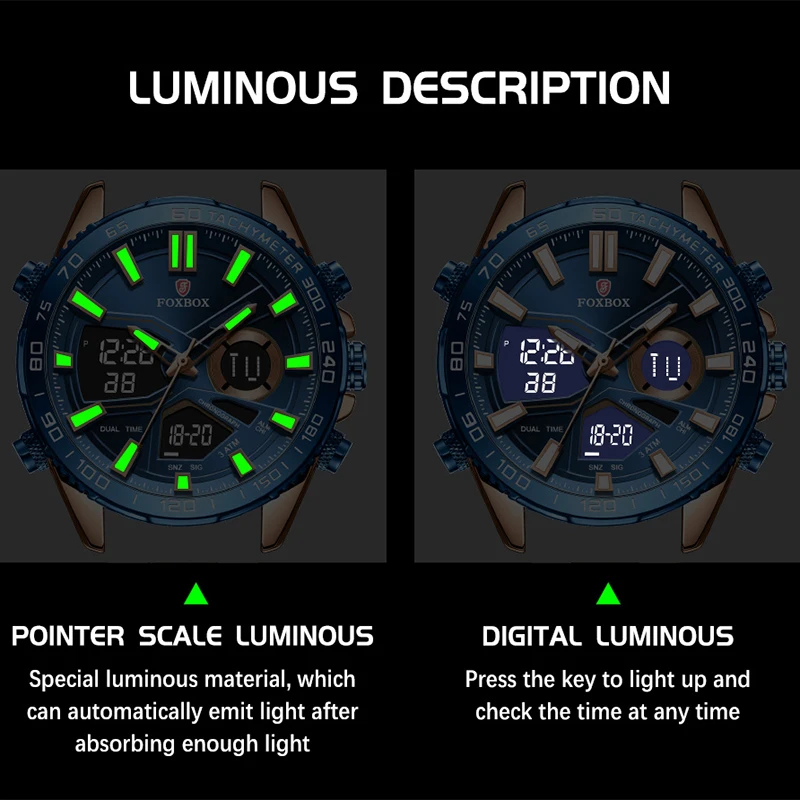 LIGE Sport Watches for Men Strong Luminous Dual Display Waterproof Quartz Genuine Stainless Steel Wristwatch Relogio Masculino