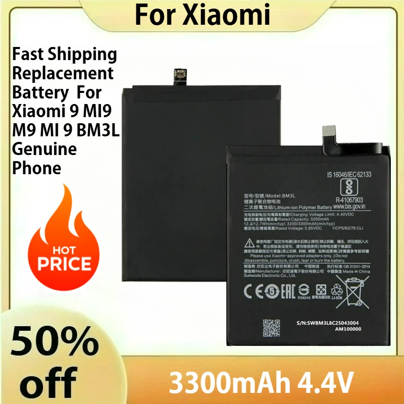 

3300mAh Fast Shipping Replacement Battery For Xiaomi 9 MI9 M9 MI 9 BM3L Genuine Phone Battery batteries