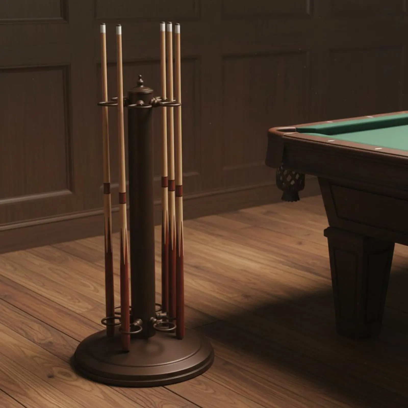 

6-Hole Cue Rack Heavy Duty Metal Billiard Cue Stand Metal Pool Stick Holder Stable Base Organized Display for Game Room