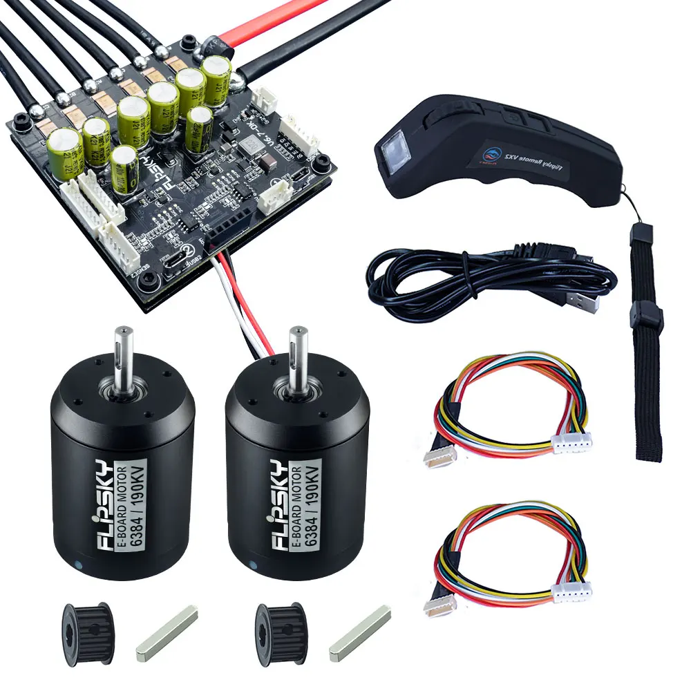 Flipsky 200A Dual VESC6.7 Plus Pro Switch +190KV 6384 4000W dc motor + Remote VX2 Skateboard DIY Kits