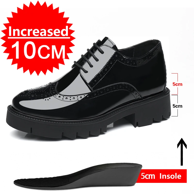 

8/10CM Height Increasing Men's Shoes Black High-quality Leather Casual Shoes Office Formal Suit Men Business Shoes Wedding Shoes