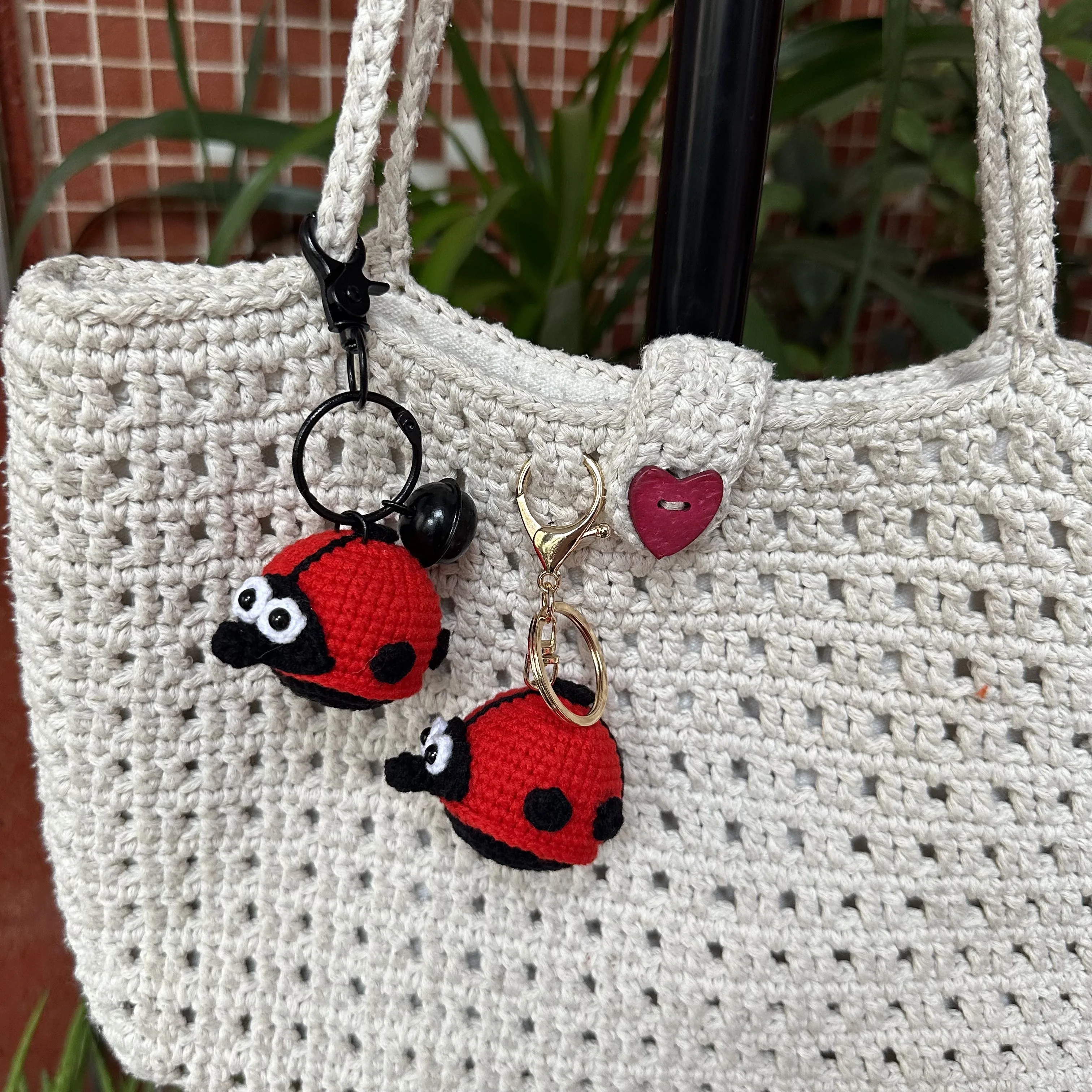 6cm bonito crochê joaninhas animal kit artesanal com ganchos de crochê joaninha diy kit de crochê diy acessórios chaveiro presente das meninas