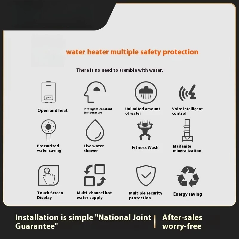 Intelligent 3S Instant Electric Water Heater Plastic LED English Home RV Use Voice Control Variable Frequency Constant