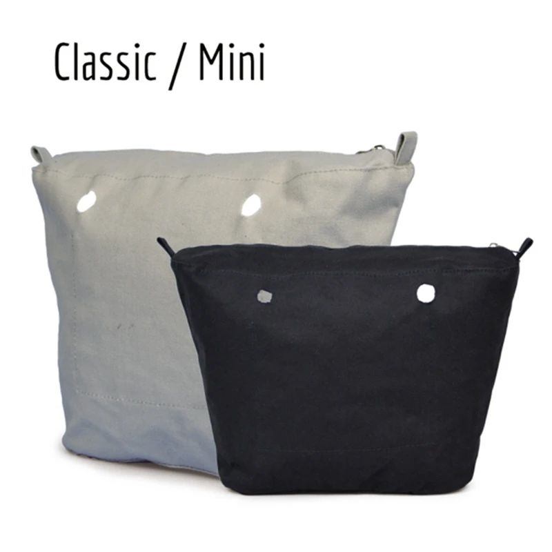 

2PCS Waterproof Solid Canvas Insert Inner Lining Insert Zipper Pocket For Obag O Bag Handbag Bag, Light Gray & Dark Gray