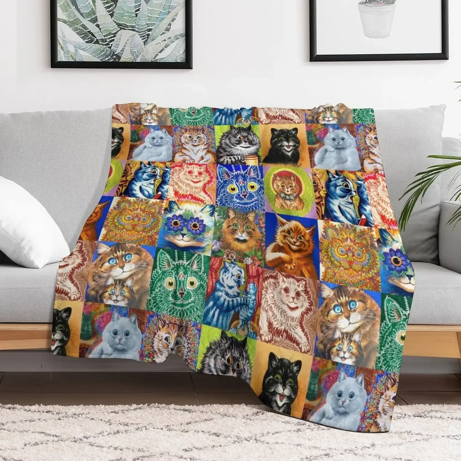 

HD LOUIS WAIN - Cats Throw Blanket Kid'S Hairys Luxury Thicken Quilt Blankets Winter beds Nap Blankets